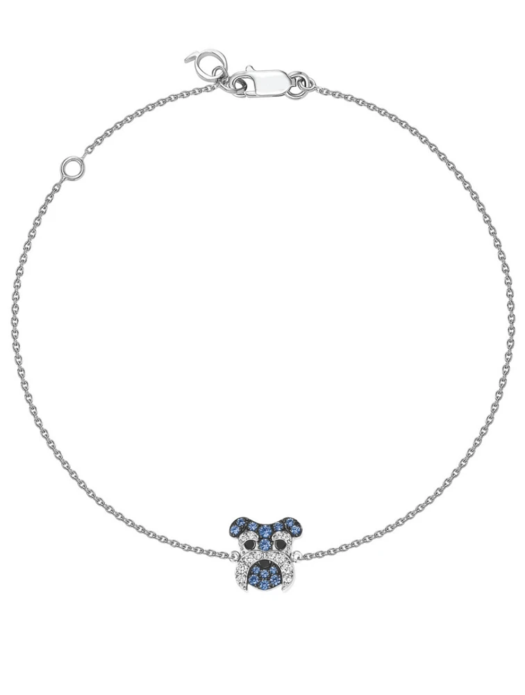 Wang Wang 18K White Gold Schnauzer Bracelet With Diamonds And Sapphire
