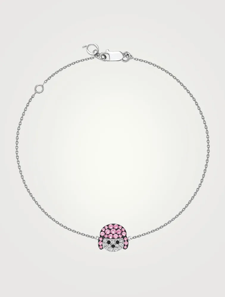 Wang Wang 18K White Gold Toy Poodle Bracelet With Diamond And Sapphire