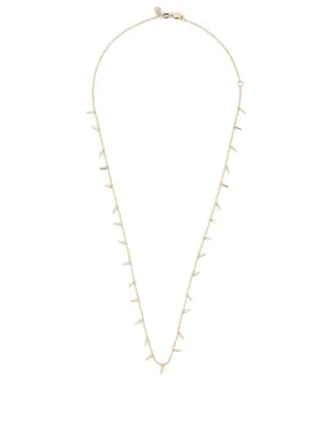 14K Gold Fringe Drop Necklace With Diamonds