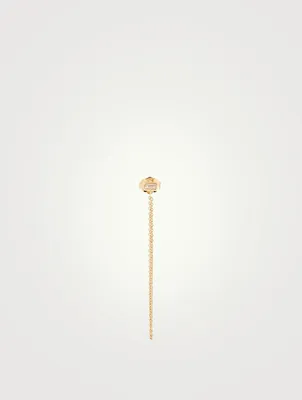 14K Gold Single Chain Drop Earring With Diamond