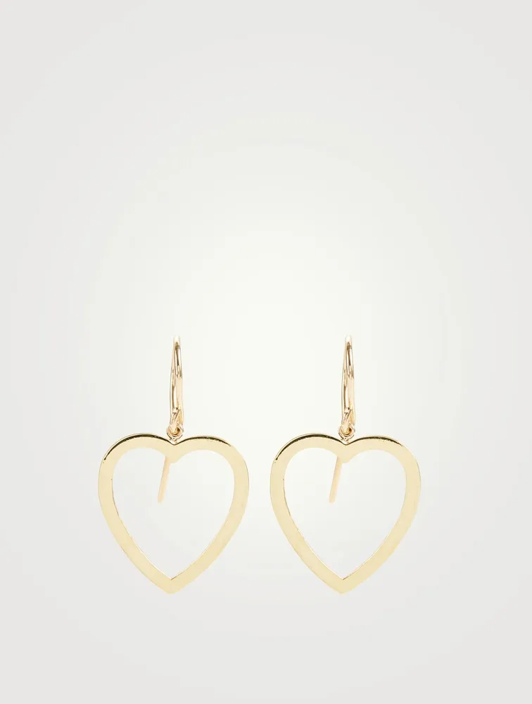 Large Gold Open Heart Drop Earrings
