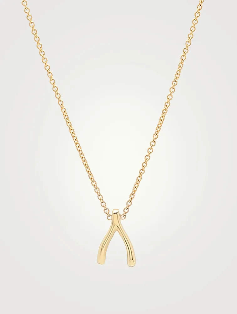 Mini Gold Wishbone Necklace