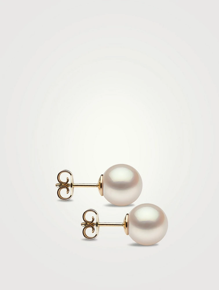18K Yellow Gold Pearl Stud Earrings