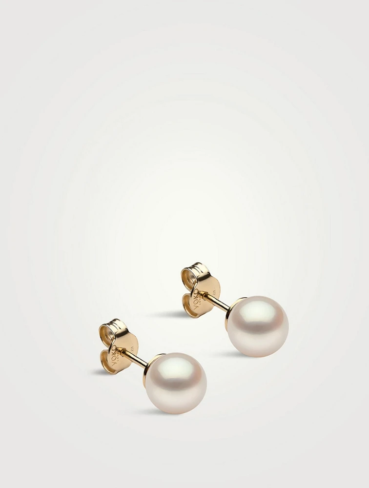 Small 18K Yellow Gold Pearl Stud Earrings