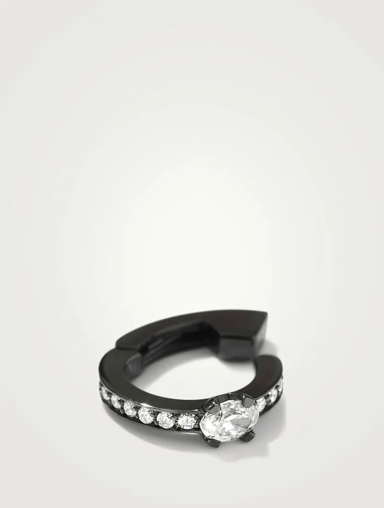 Harvest 18K Black Gold Huggie Earring With Diamonds