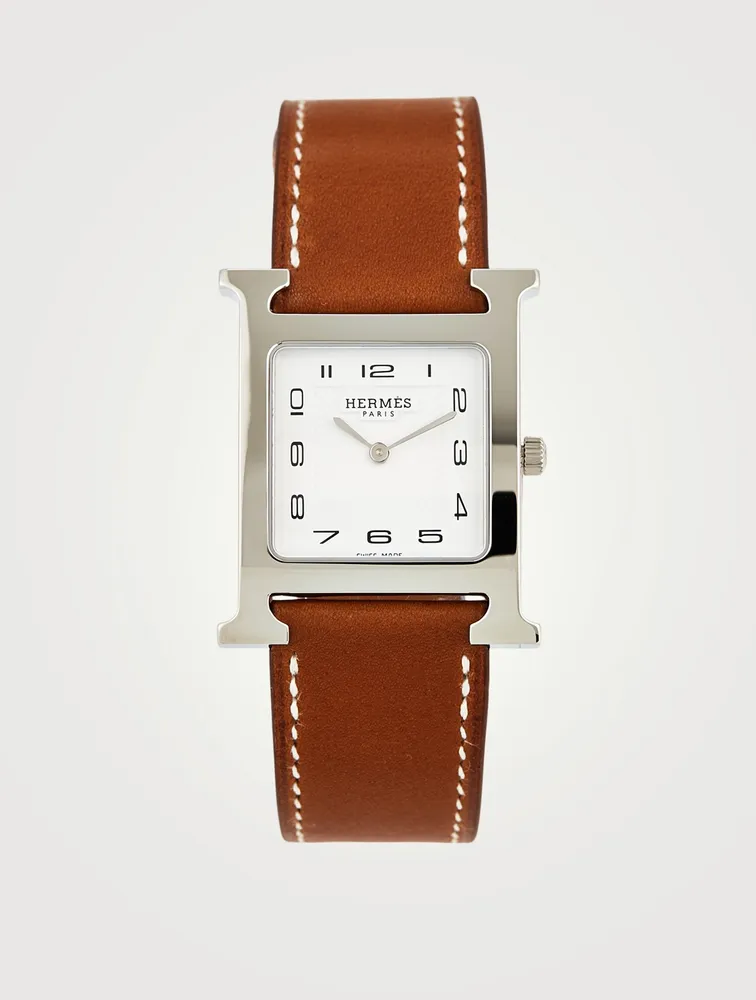 Heure H MM Leather Strap Watch
