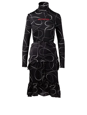 Printed Turtleneck Dress