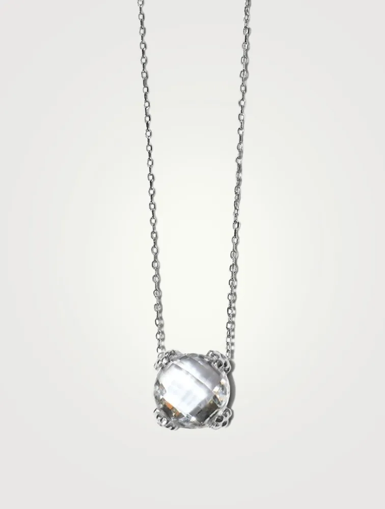Mini Dew Drop Silver Cluster Necklace With Topaz