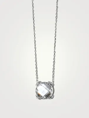 Mini Dew Drop Silver Cluster Necklace With Topaz