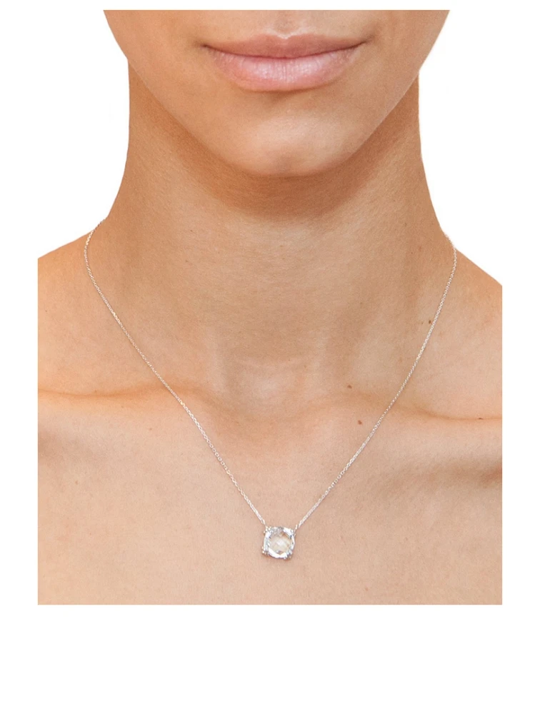 Mini Dew Drop Silver Cluster Necklace With Topaz