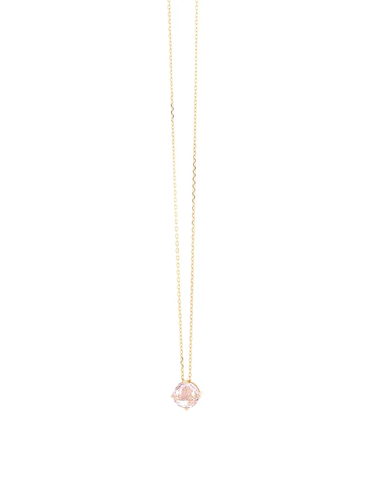 14K Yellow Gold Necklace With Rose De France And Diamond Amalfi Pendant