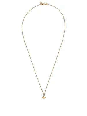 Tiny Pure 14K Yellow Gold Evil Eye Charm Necklace