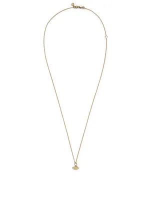 Tiny Pure 14K Yellow Gold Lips Charm Necklace