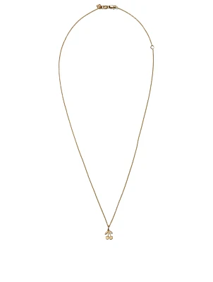 Tiny Pure 14K Yellow Gold Cherries Charm Necklace