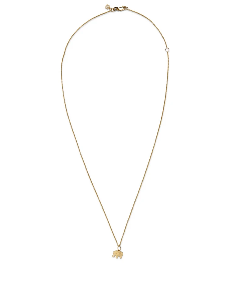 Tiny Pure 14K Yellow Gold Elephant Charm Necklace