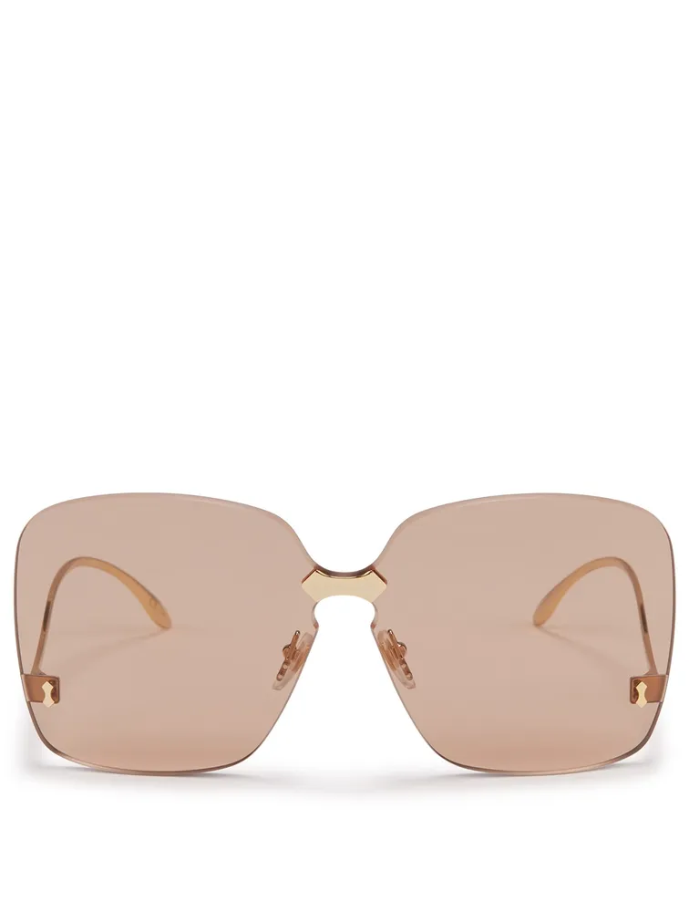 Rimless Oversized Square Sunglasses