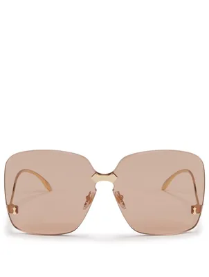Rimless Oversized Square Sunglasses