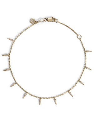 14K Yellow Gold Fringe Drop Bracelet With Pave Diamonds