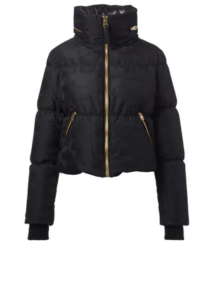 Mimi-J Down Puffer Jacket Monochrome Camo Print