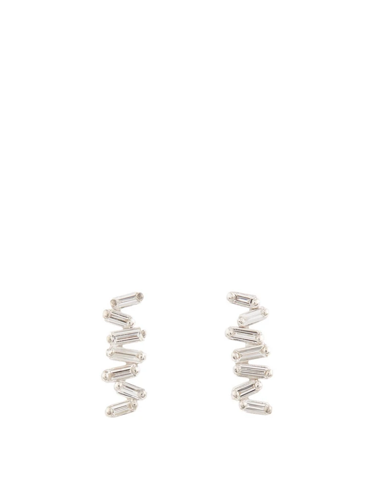 Classic Fireworks 18K White Gold Stud Earrings With Diamonds