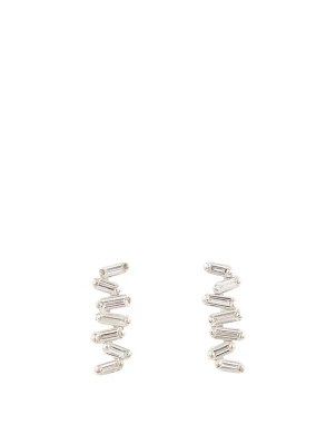 Classic Fireworks 18K White Gold Stud Earrings With Diamonds