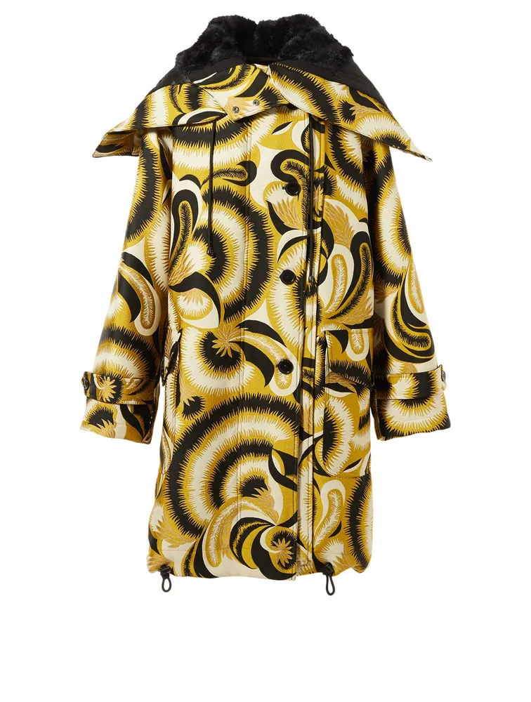 Verleri Jacquard Parka With Faux Fur