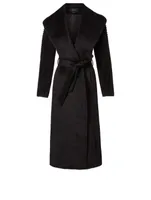Alpaca Long Coat with Ribbed Sleeves