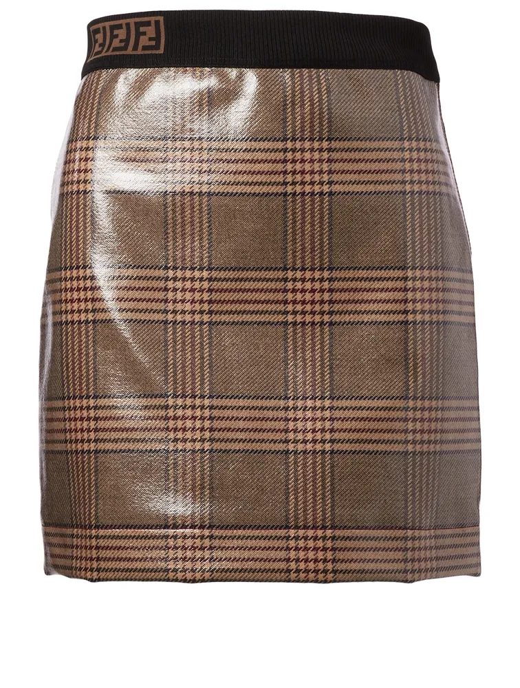 Glazed Wool Mini Skirt Prince Of Wales