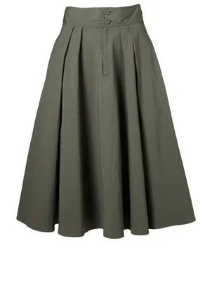 Sporty Poplin Cotton Midi Skirt