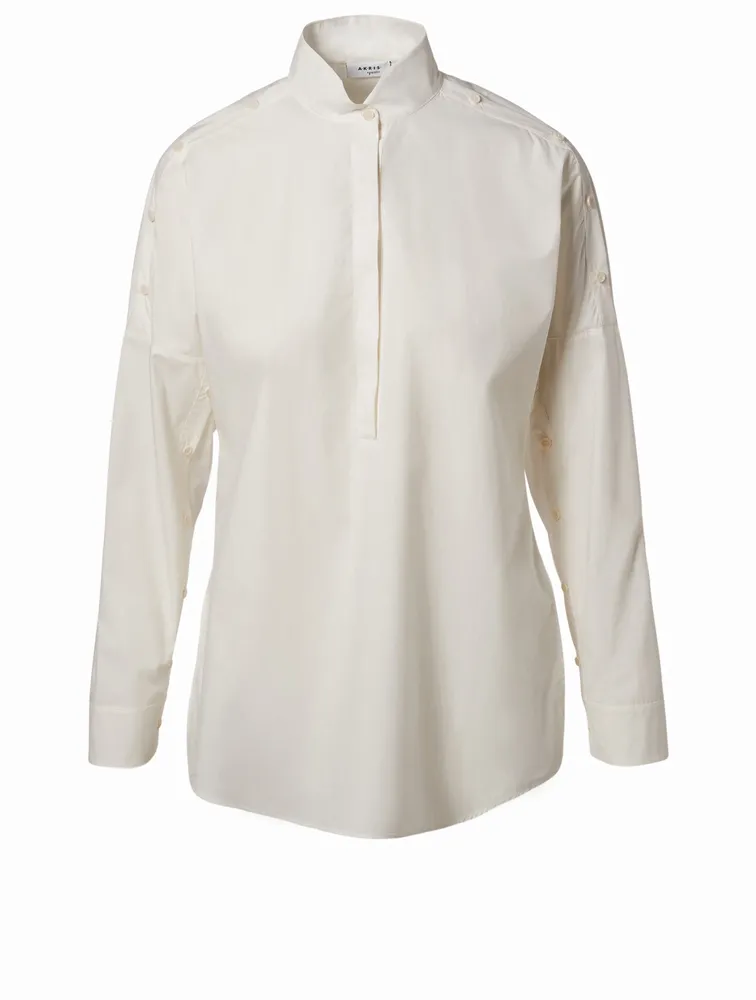 Buttoned Cold Shoulder Shirt