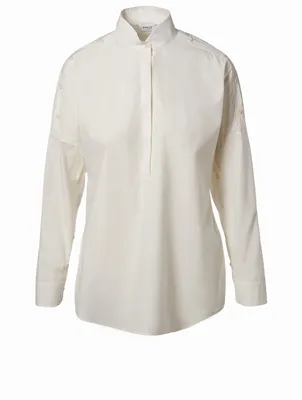 Buttoned Cold Shoulder Shirt