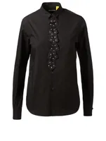6 Moncler x Noir Poplin Button-Up Shirt With Floral Detail
