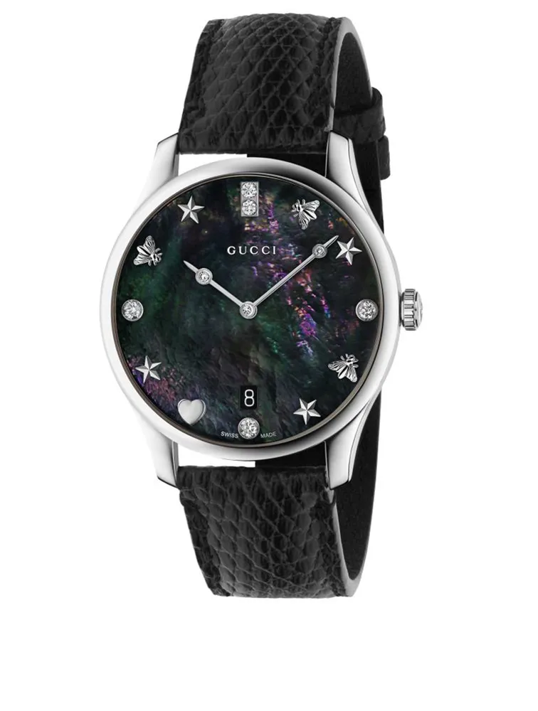 G-Timeless Slim Stainless Steel Lizard Strap Watch