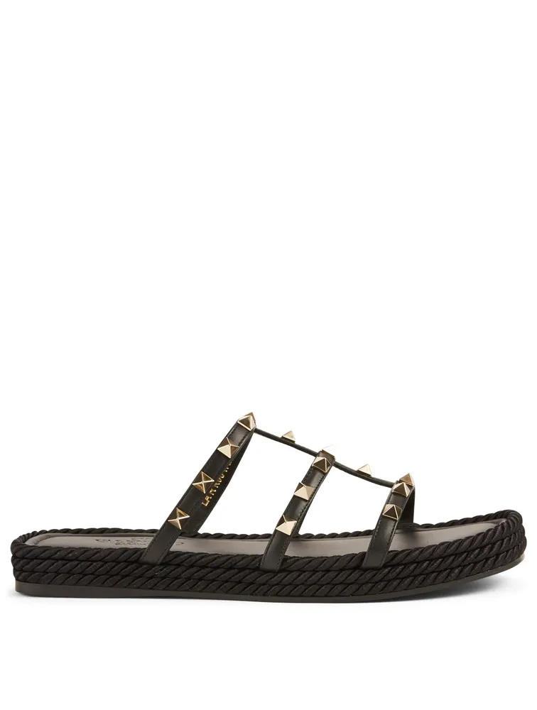 Rockstud Torchon Leather Espadrille Sandals