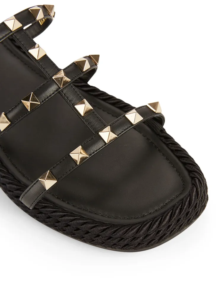 Rockstud Torchon Leather Espadrille Sandals