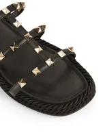 Rockstud Torchon Leather Espadrille Sandals