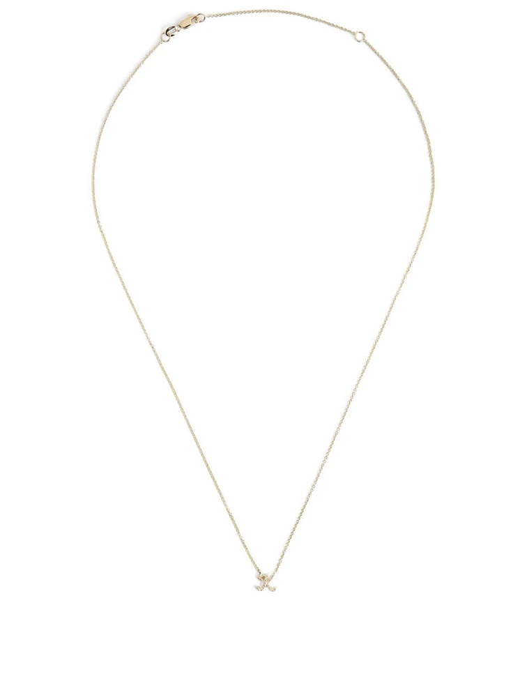 14K Gold K Initial Necklace With Diamonds