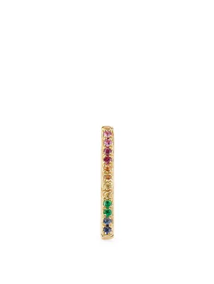 Medium 14K Gold Bar Stud Earring With Sapphires