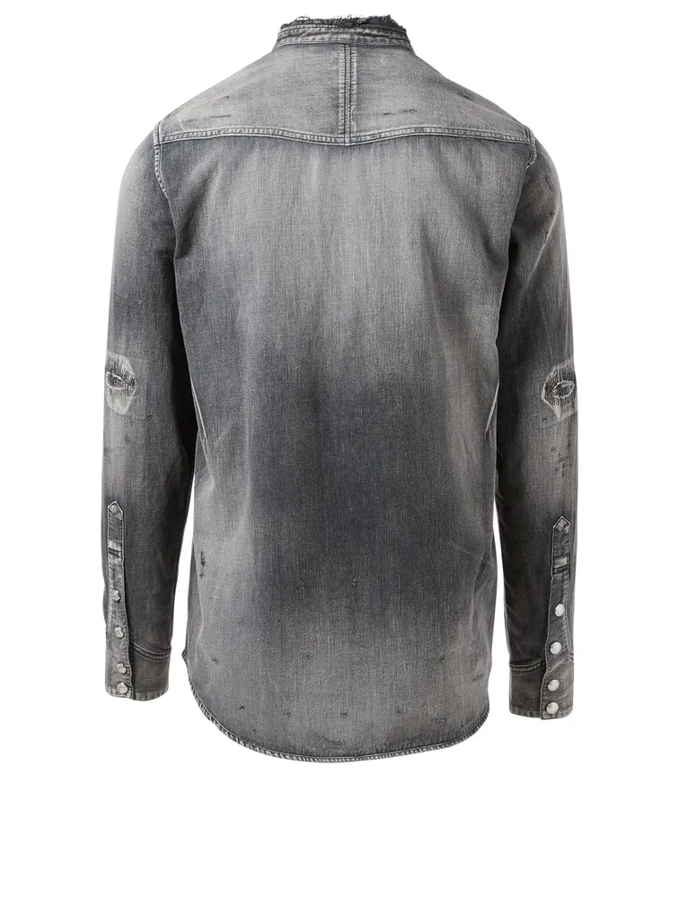 Western Distressed Denim Shirt