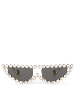 Cat Eye Sunglasses With Pearls