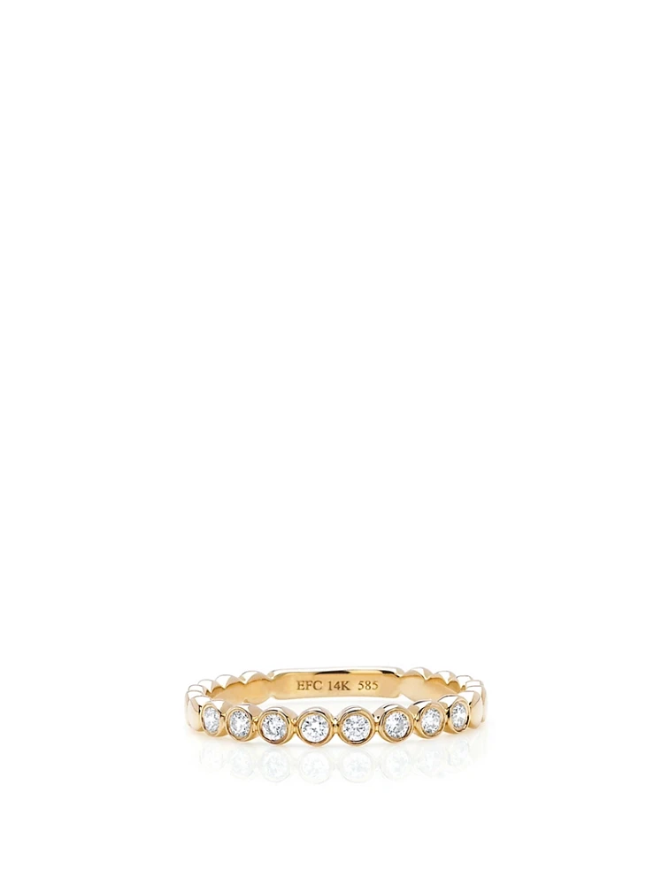 14K Gold Bezel Ring With Diamonds