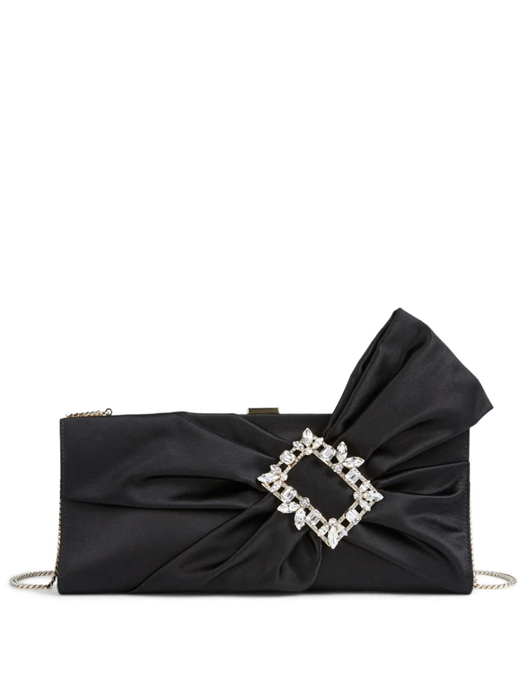Broche Vivier Drapé Satin Clutch Bag