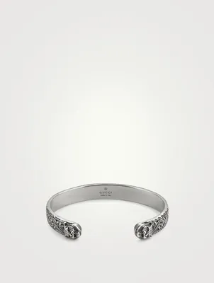 Sterling Silver Feline Head Cuff Bracelet