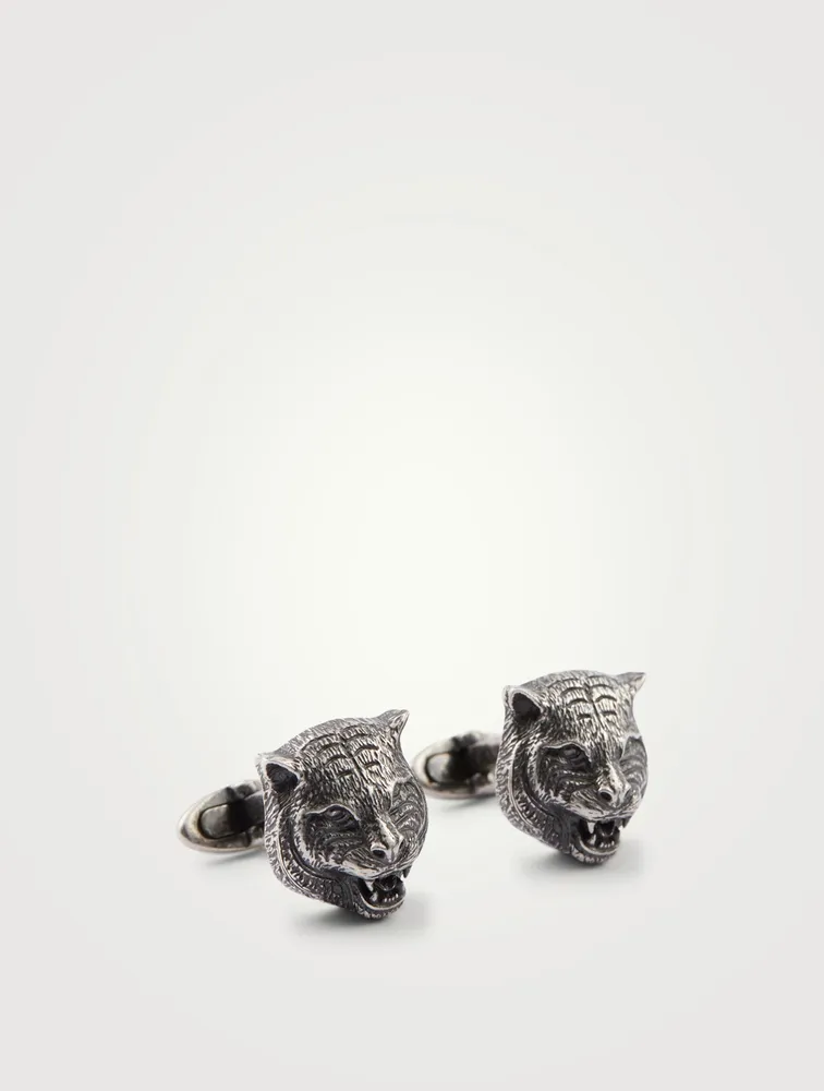 Silver Feline Head Cufflinks
