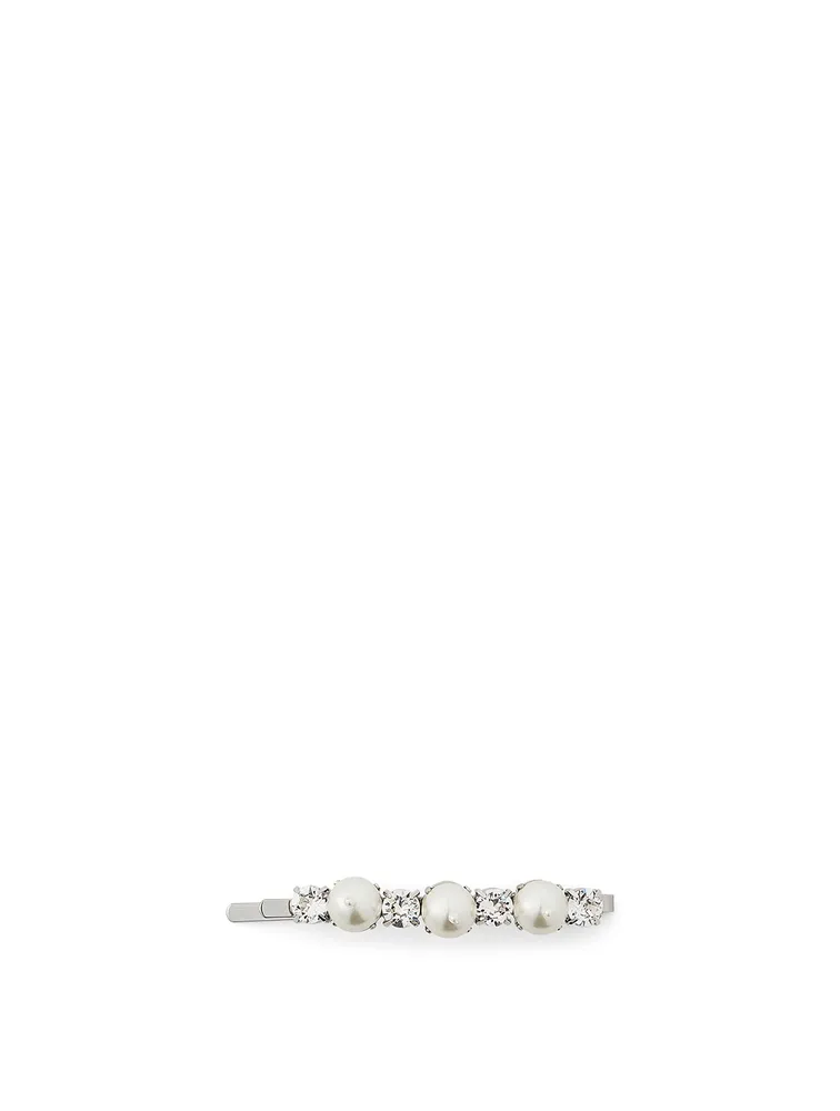 Faux Pearl And Crystal Hair Clip