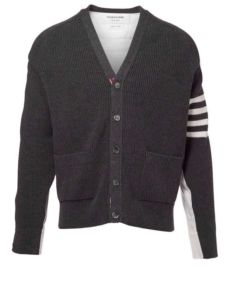 Four Bar Cardigan With Shirt Back