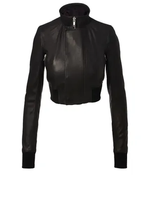Glitter Egon Leather Cropped Jacket
