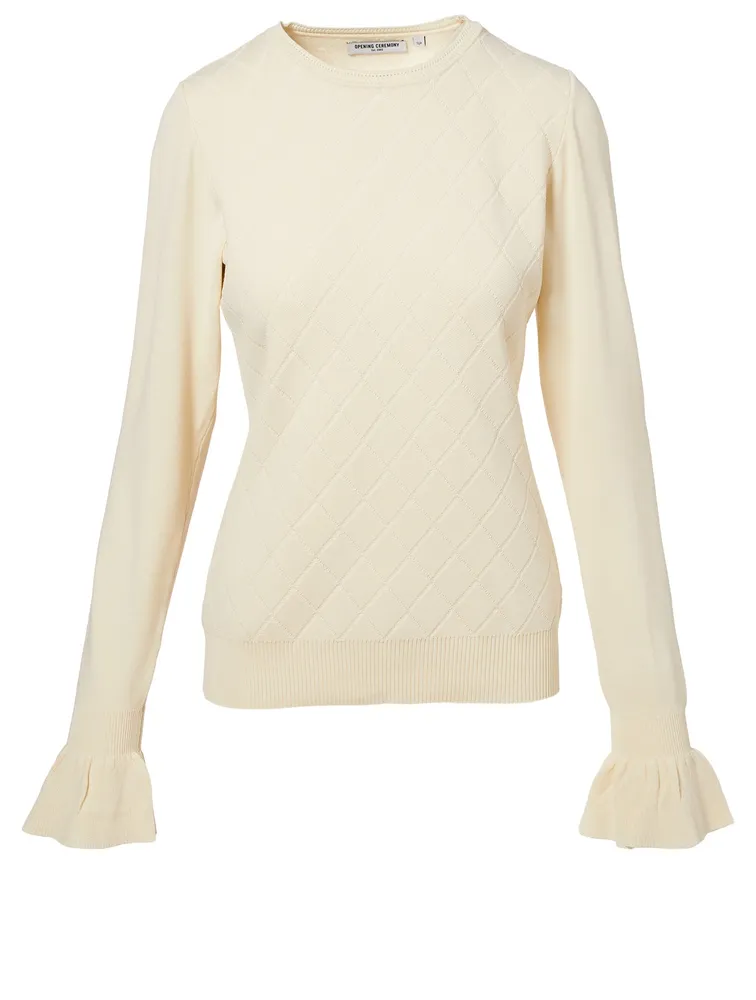 Compact Knit Sweater With Flared Sleeves