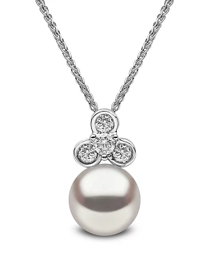 18K White Gold Necklace With Pearl And Diamonds