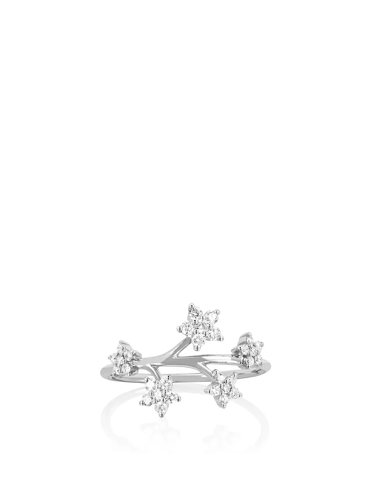 14K White Gold Bouquet Ring With Diamonds